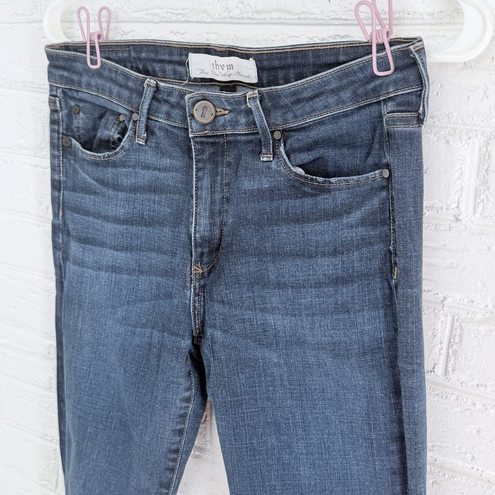 THVM Skinny Jeans Blue Denim Dark Wash Wash Women's Regular Size 29 5-Pocket - Picture 3 of 8